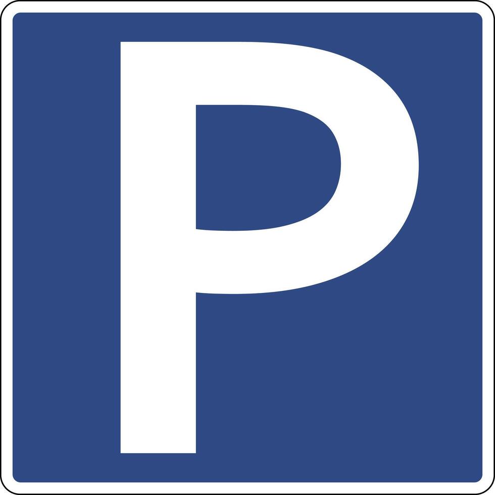 Road sign parking. Parking place. Information sign indicates that parking vehicles is permitted on this section of the road. Designates zones where parking vehicles is permitted. vector