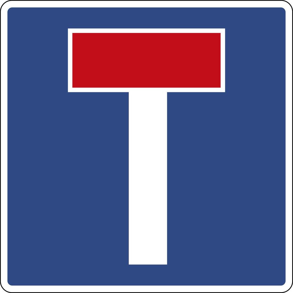 Road sign dead end. Information sign warns drivers that the road has no through passage. Indicates that the road ends in a dead end and has no exit to other streets or highways. vector