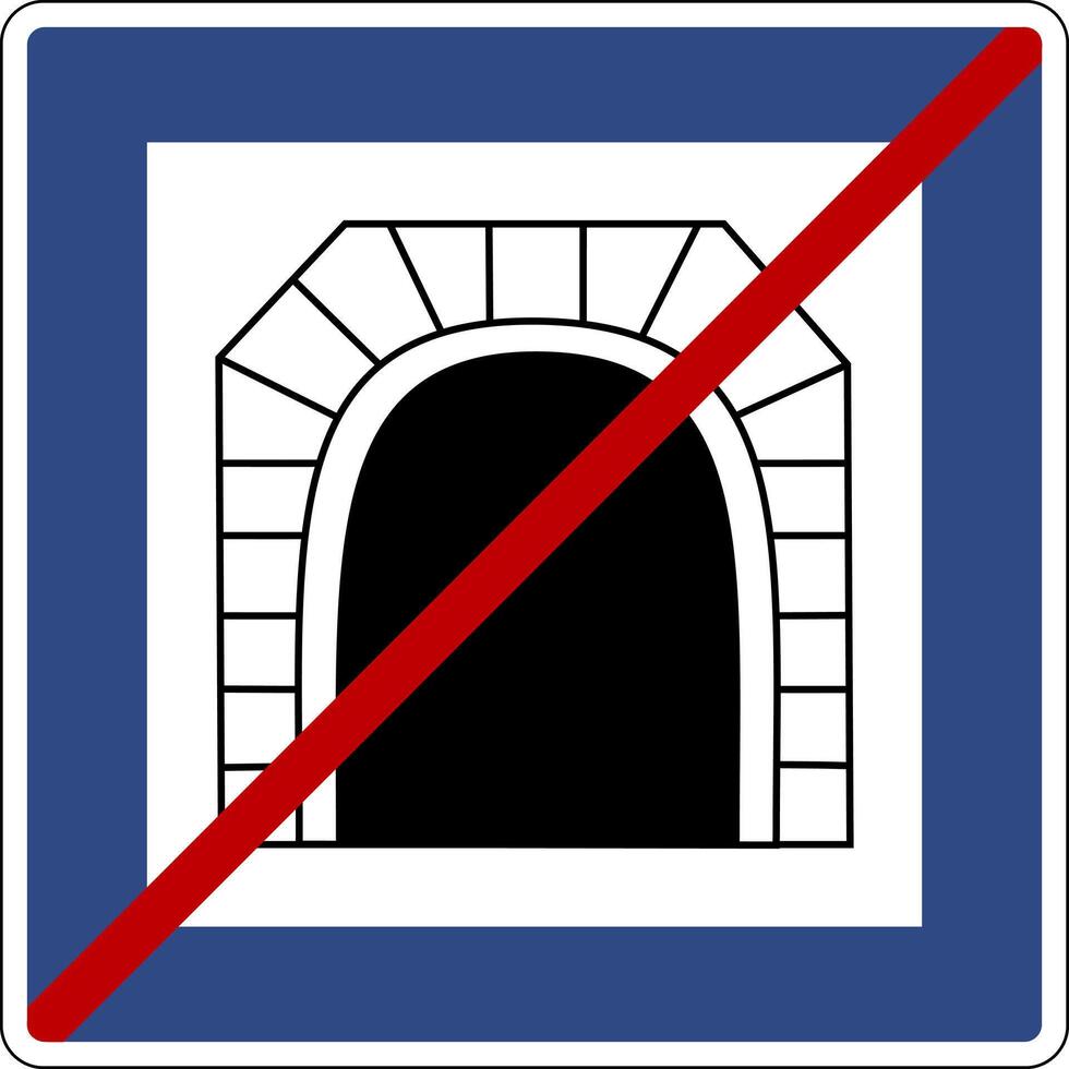 Road sign end of tunnel. informs drivers the exit from the tunnel and the end its effect. Designations the end special traffic conditions that were in effect in the tunnel. vector