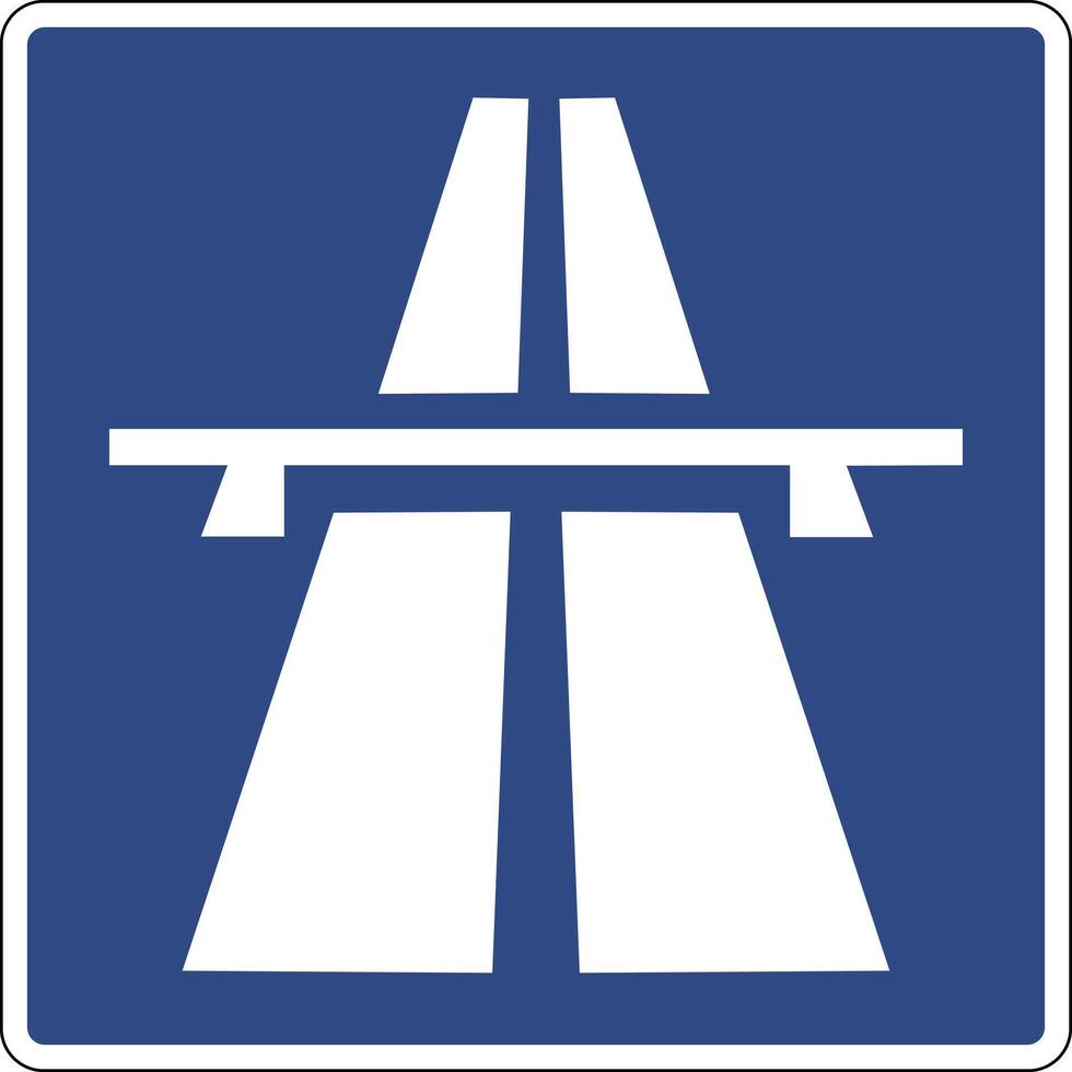 Motorway information road sign. Highway road sign. Freeway icon. Warning drivers about the beginning a road with the status a motorway. vector