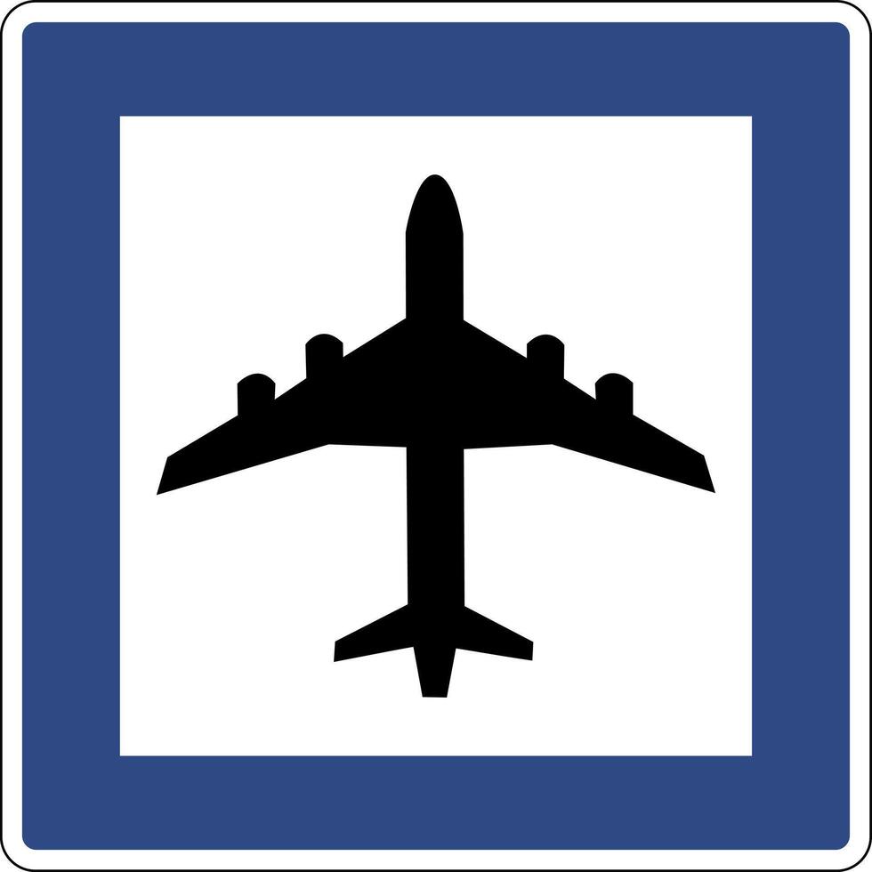 Airport information road sign. Warning drivers about the direction or location the nearest airport. vector