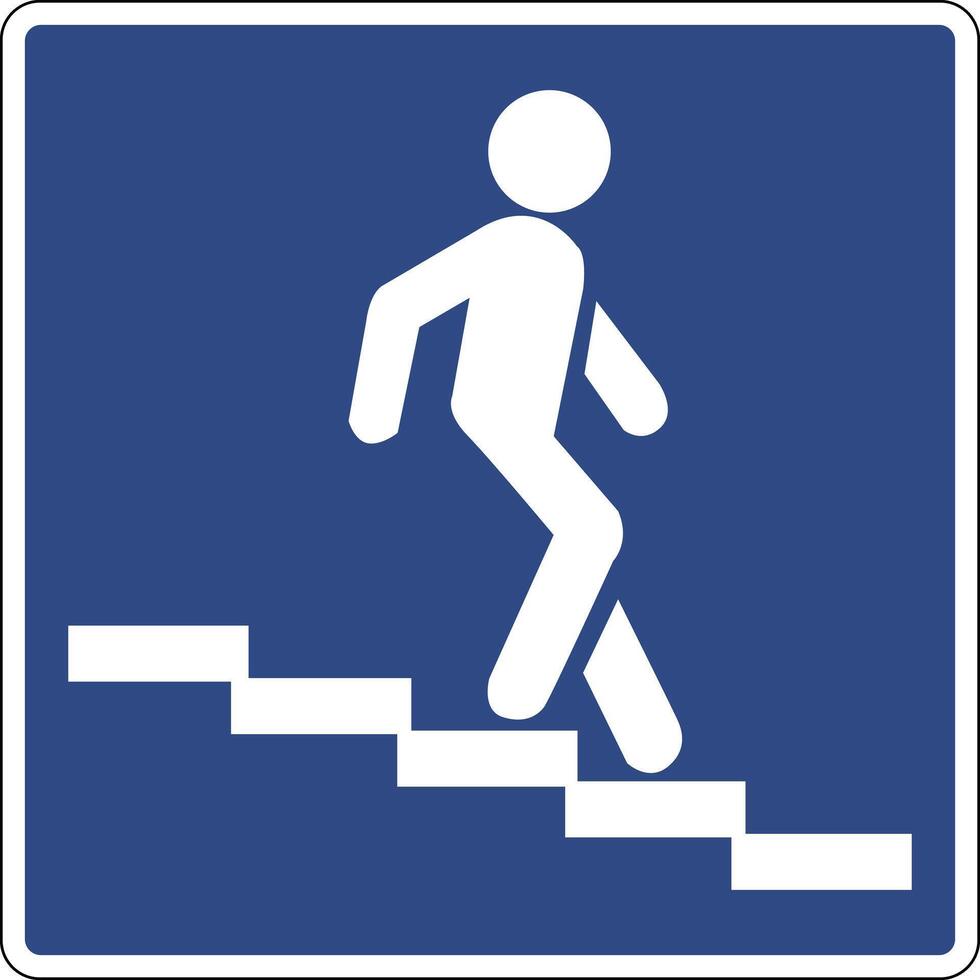 Road sign underground pedestrian crossing. Informs road users about the presence of an underground crossing for pedestrians. A place to cross the road avoiding traffic on the roadway. vector