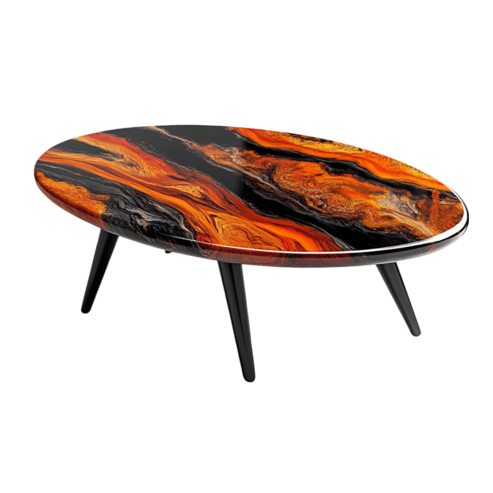 Modern Coffee Table with Orange and Black Design png