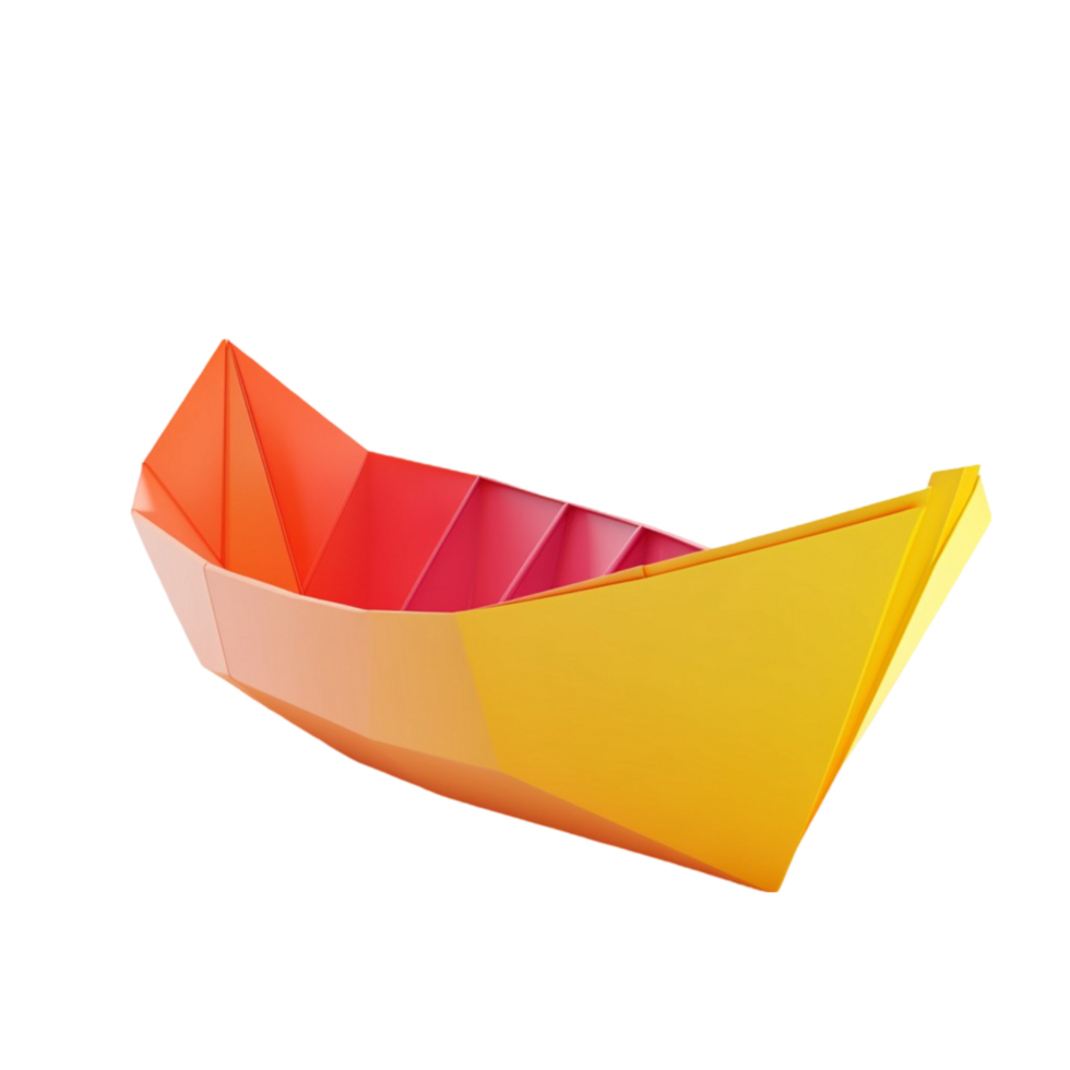 Abstract Origami Boat with Colorful Geometry png