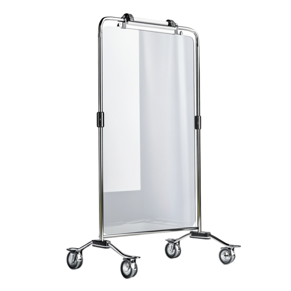 Freestanding Glass Partition with Rolling Frame png