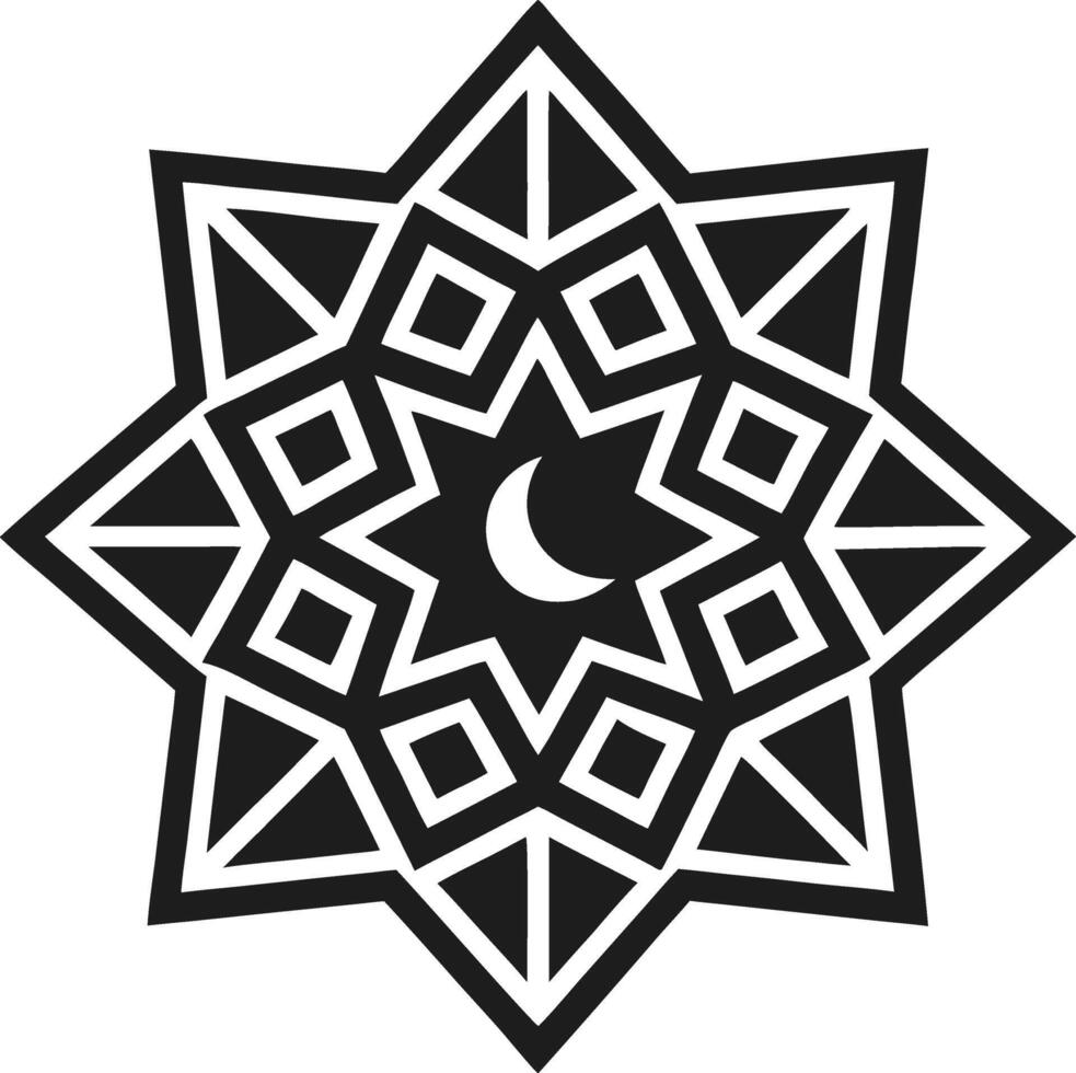 Islamic Geometric Pattern with Crescent Moon Illustration vector