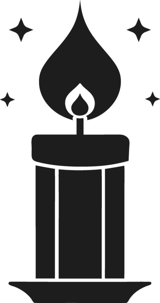 Decorative Candle Silhouette with Stars - Illustration vector
