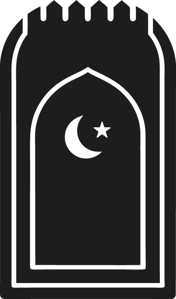 Prayer Mat Silhouette with Crescent Moon and Star - Islamic Design vector