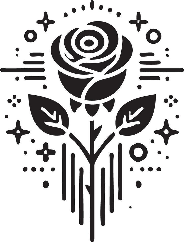 a black and white logo with a rose vector