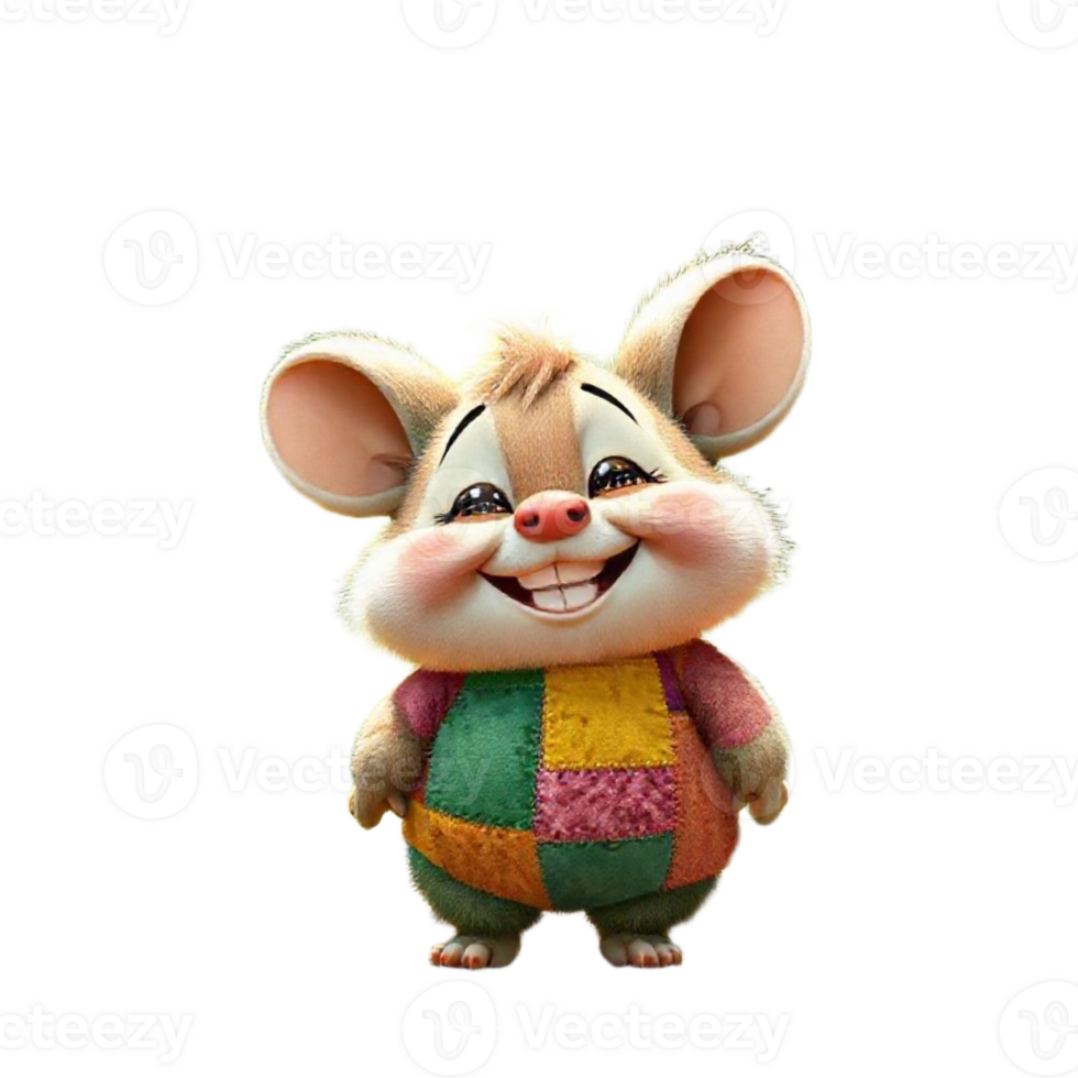 a cartoon mouse with a smile on its face png