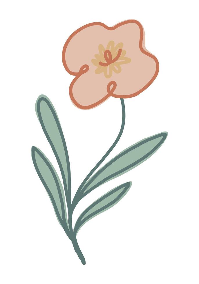 Clipart of cute flower. Abstract botanical illustration isolated on white. vector