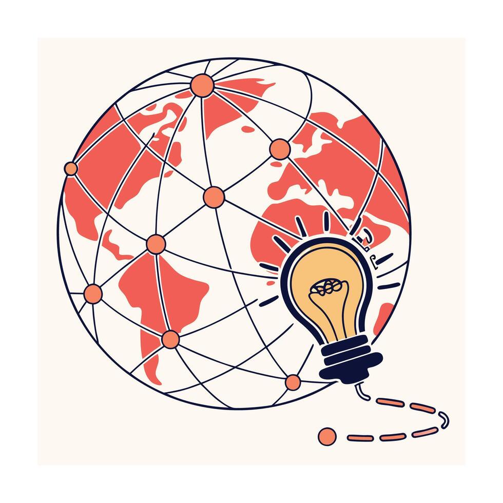 A globe with glowing digital grid pattern icon vector