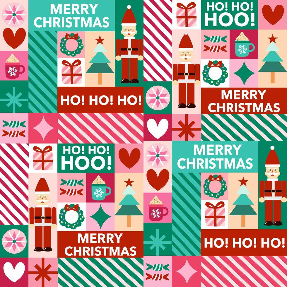 Xmas Wrapping paper icon collection triple Santa vector