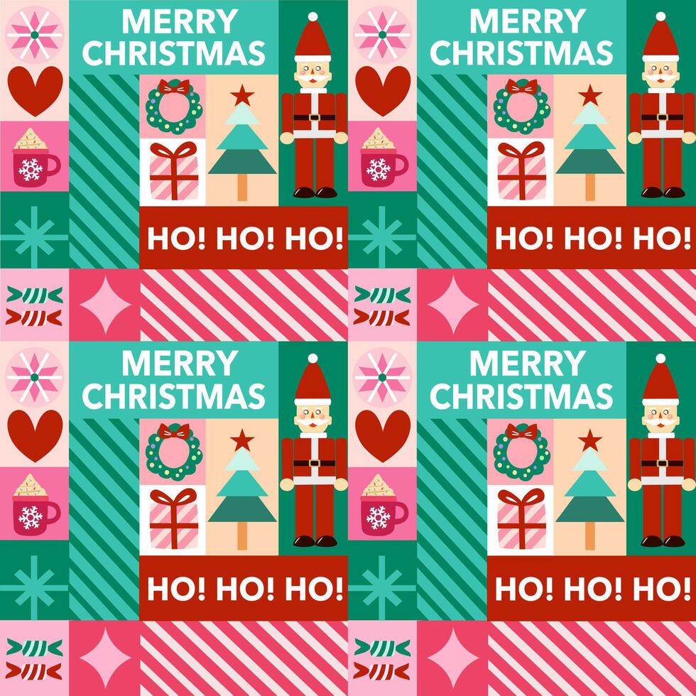 Xmas Hohoho Wrapping paper icon collection. vector