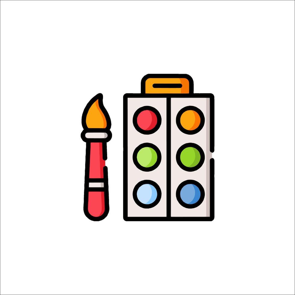 Colorful paint palette and paintbrush icon vector