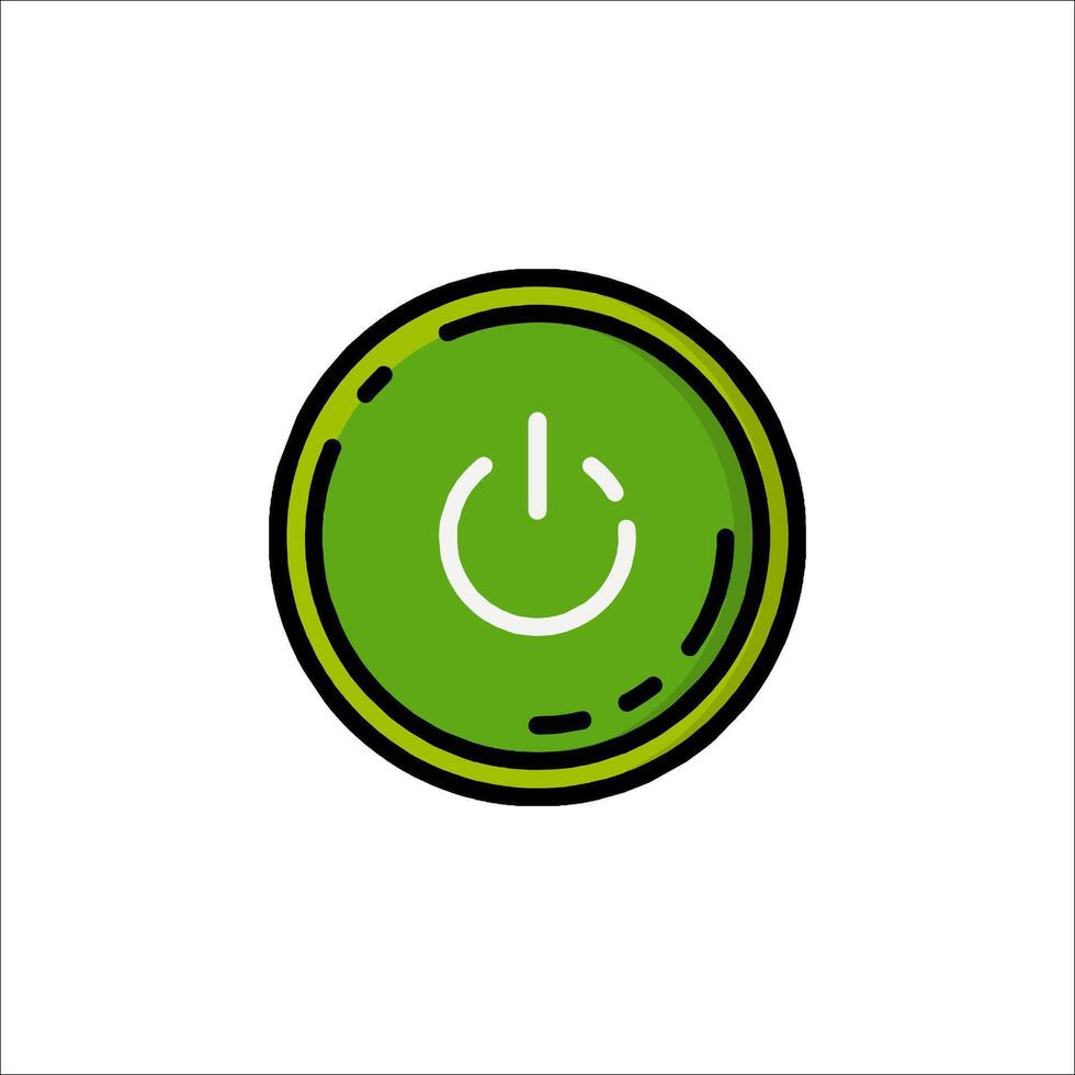 A green button with a power symbol on it vector