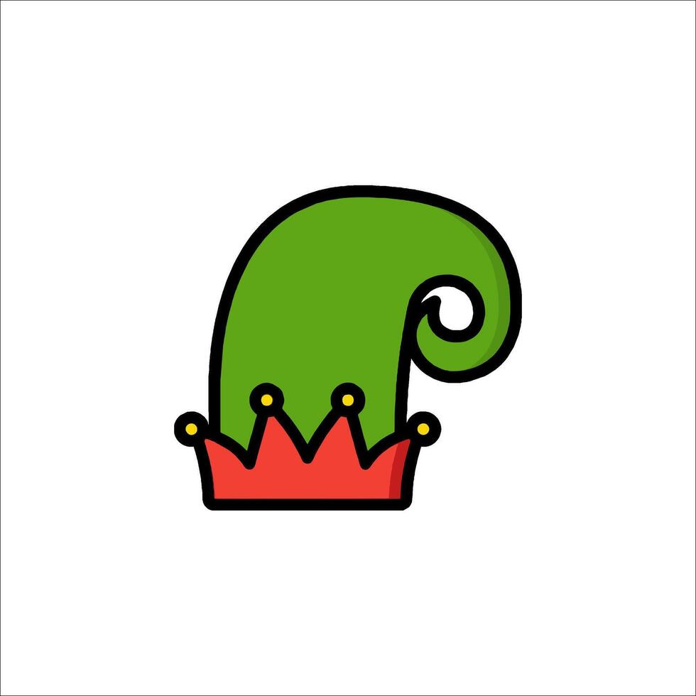 A green elf hat with a crown on it vector