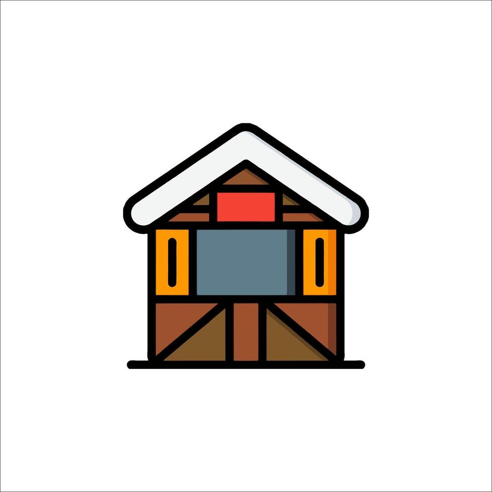 A house with a window and a door on a white background vector