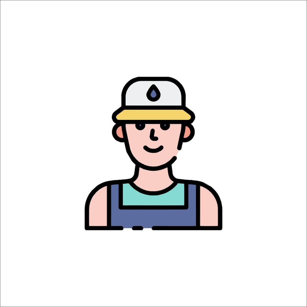 A man in a hat and overalls icon vector