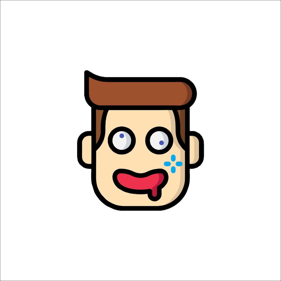 A cartoon man with a red nose and a red tongue vector