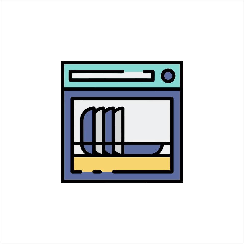 A kitchen appliance icon with a window vector