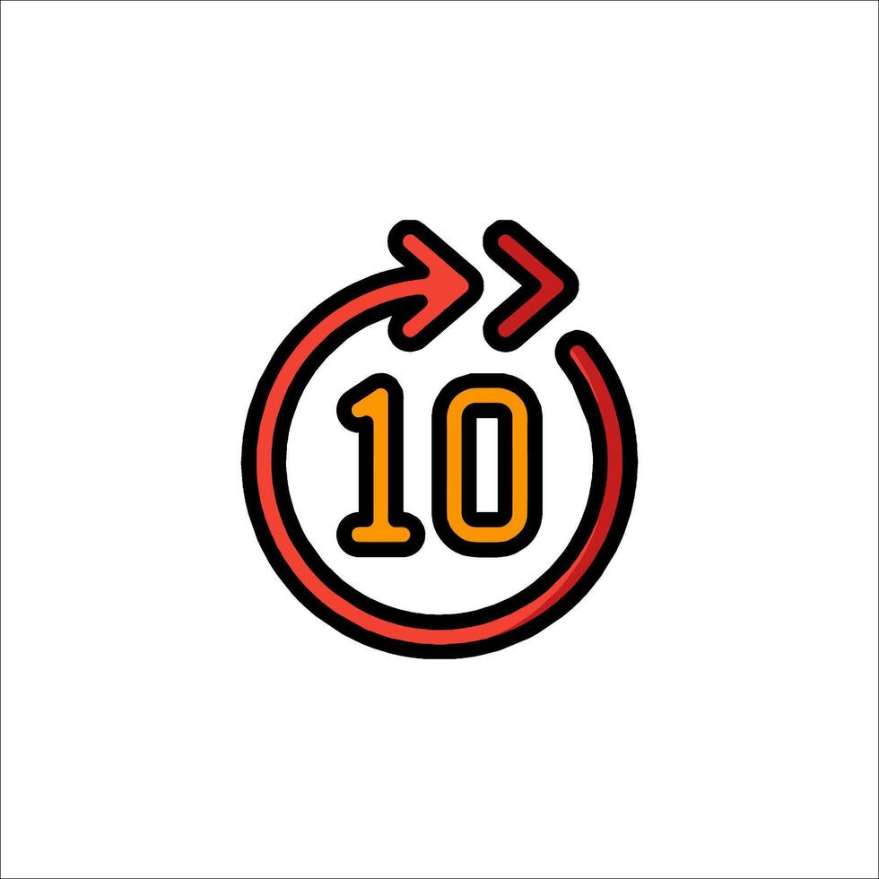 The ten minutes icon with an arrow pointing to it vector