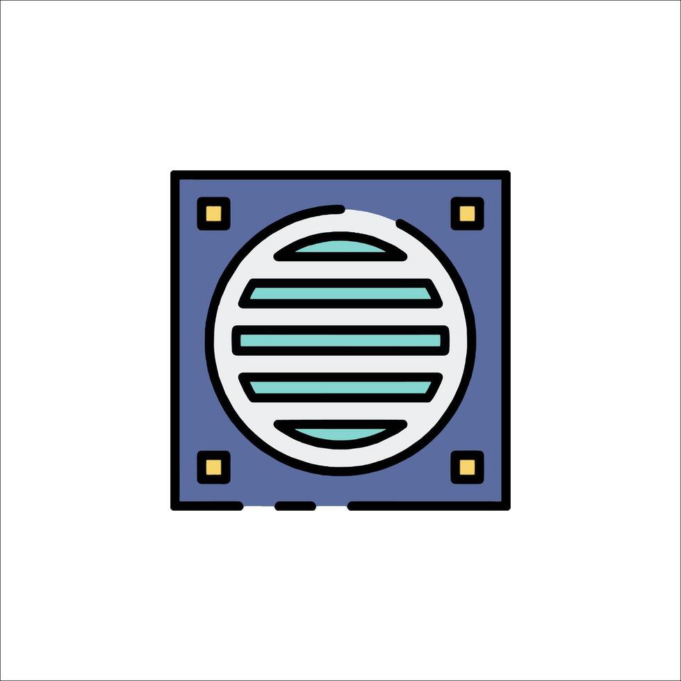 A blue and white square with a window in it vector