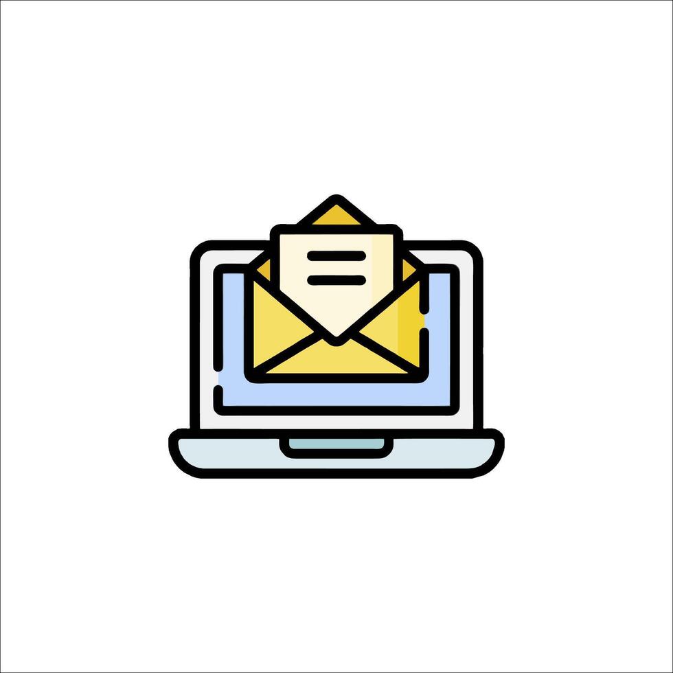 Email icon on laptop computer illustration vector