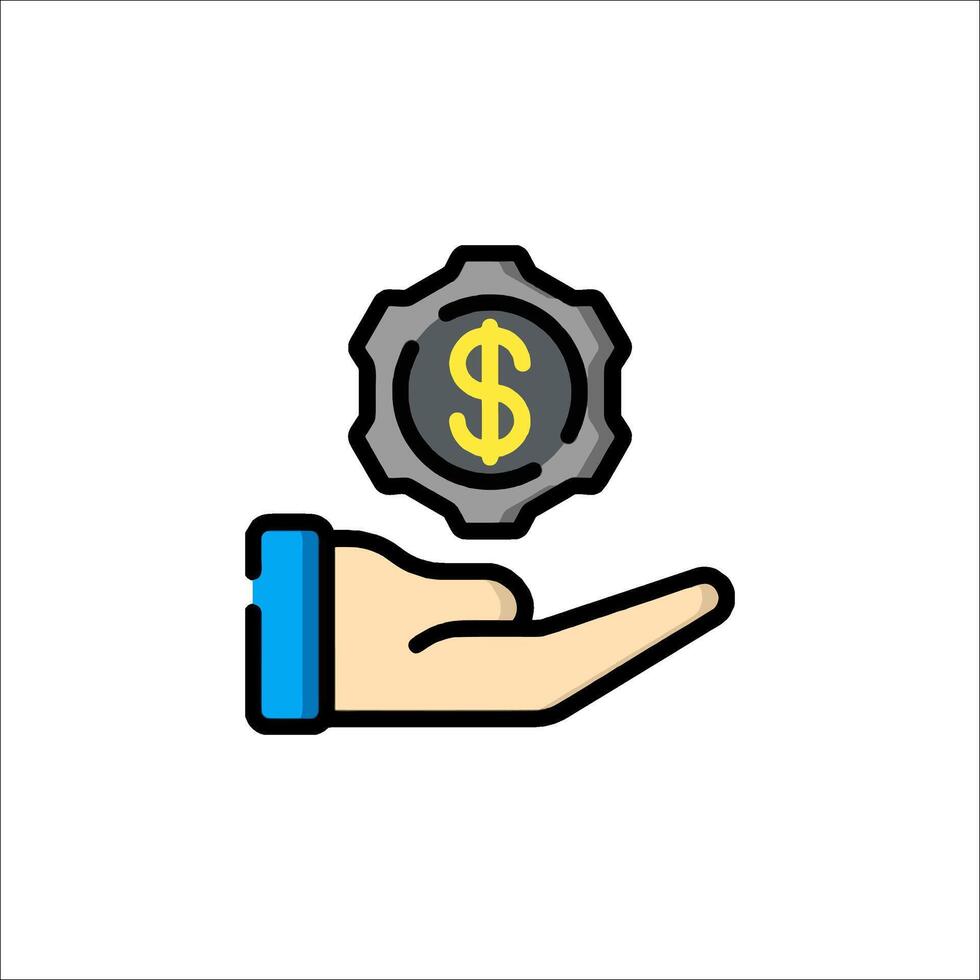 Hand holding dollar coin icon, illustration vector