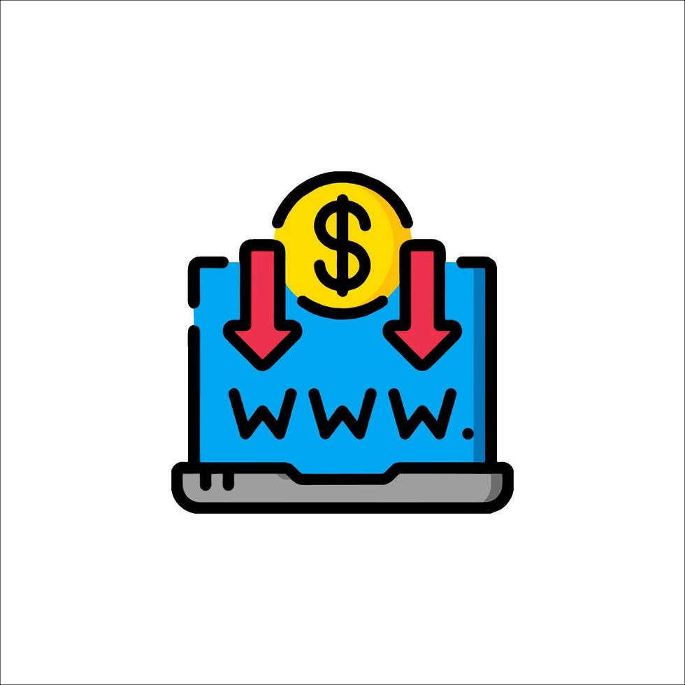 A web icon with a dollar sign and a dollar sign vector