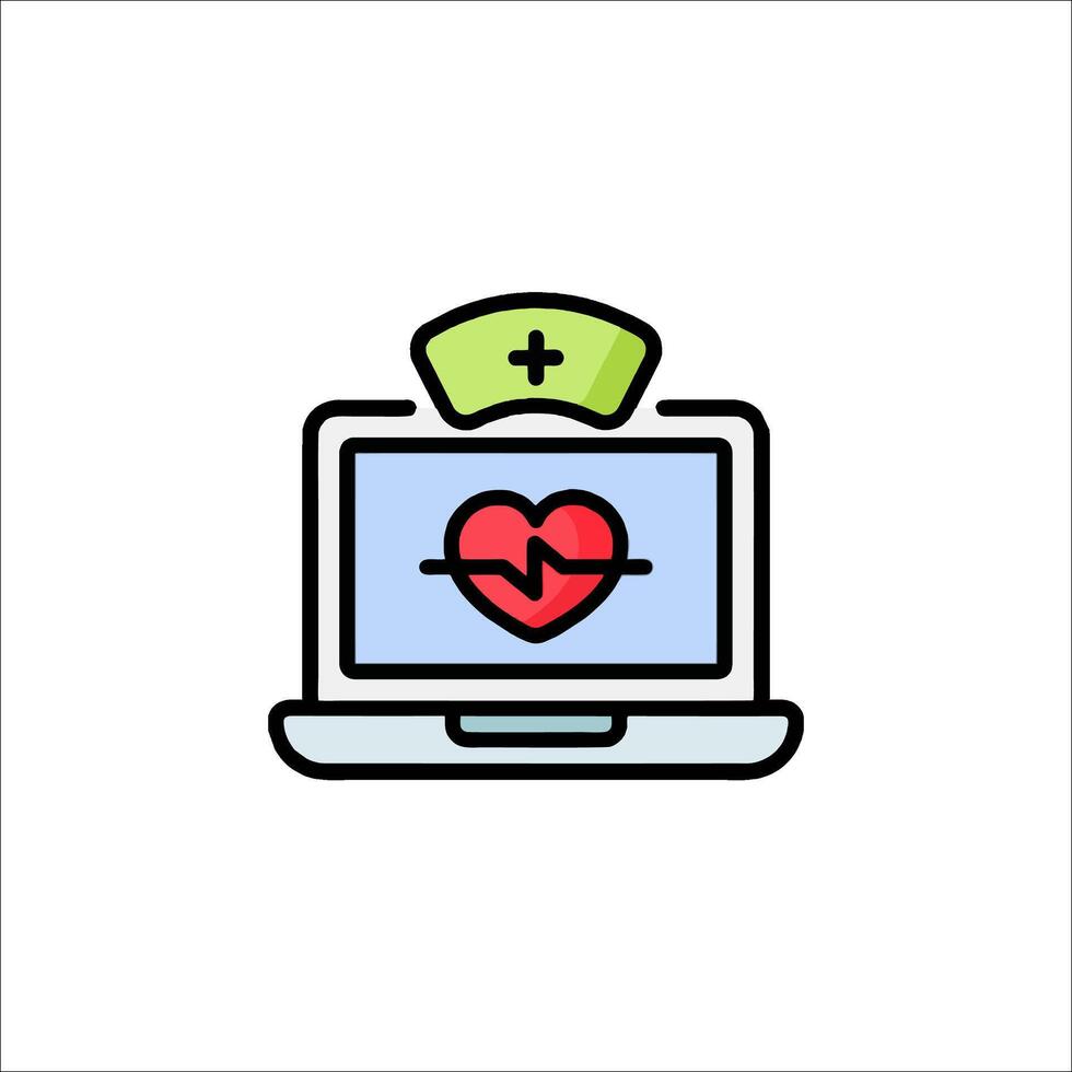 A laptop with a heart on it vector