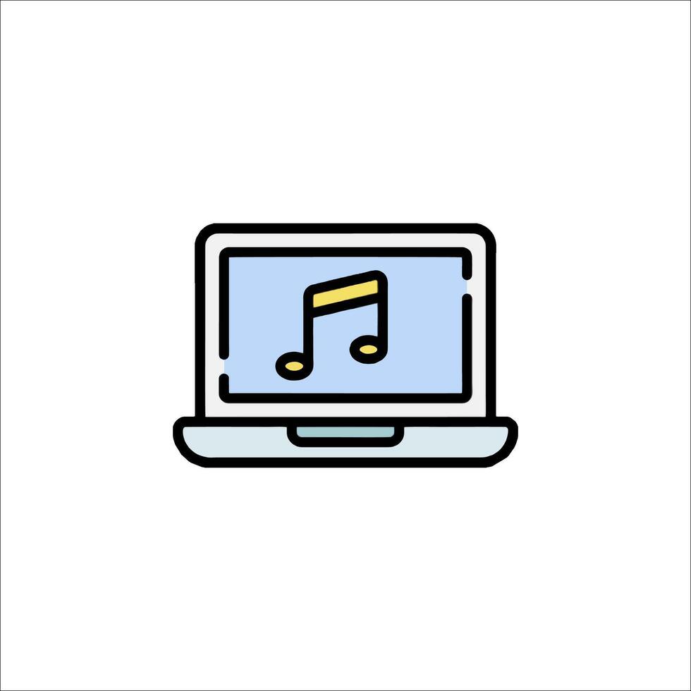 Music icon on laptop computer illustration vector