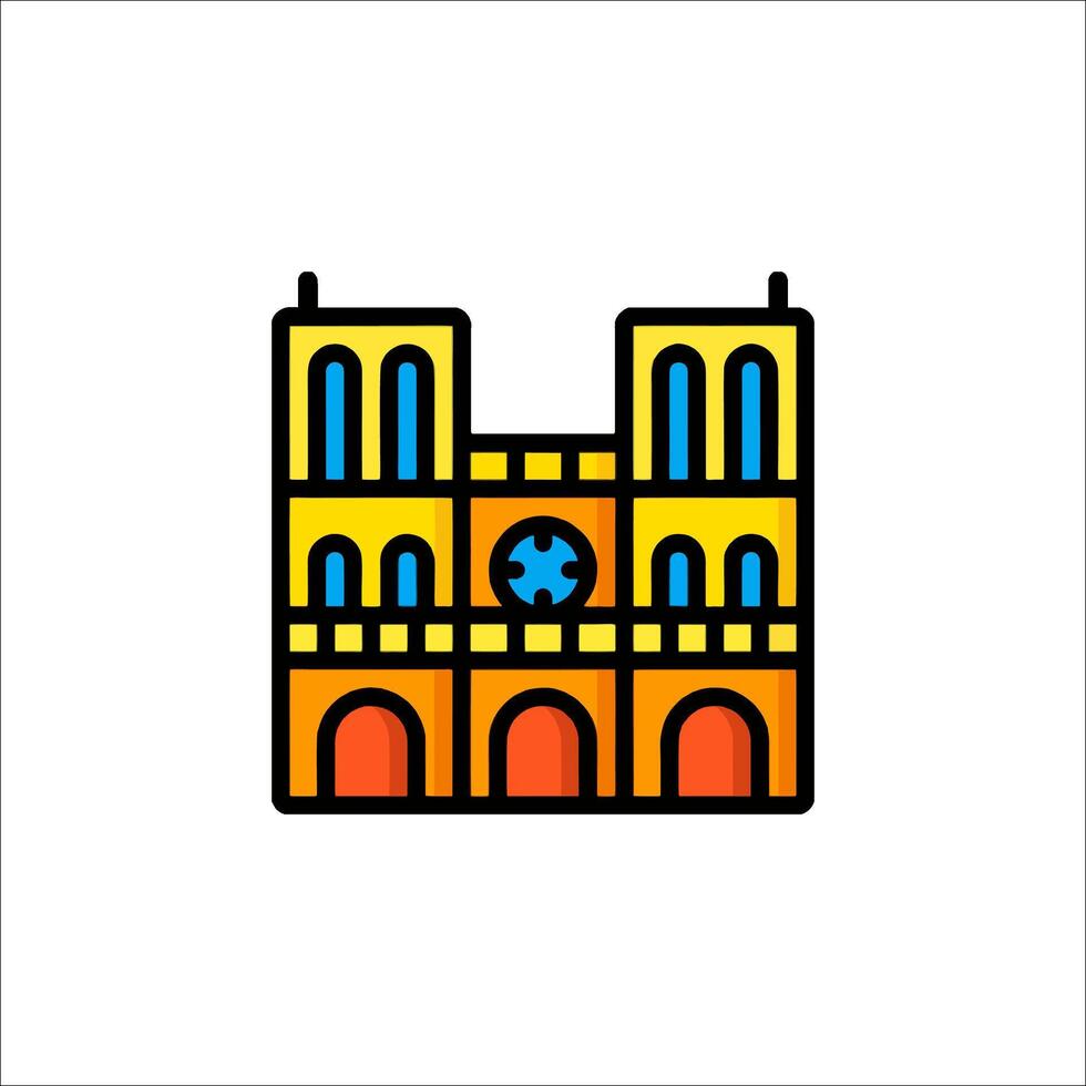 Notre dame de paris icon illustration vector