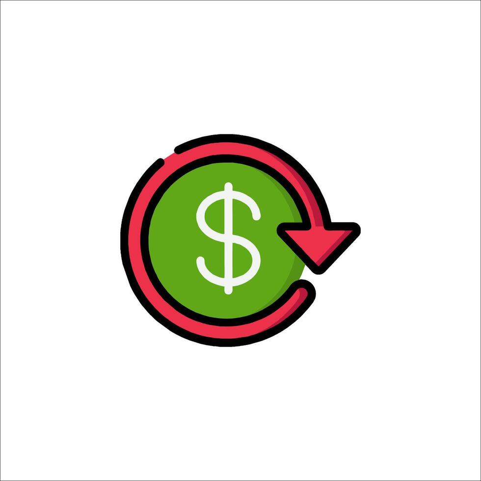 Dollar sign icon in a circle with a green arrow pointing up vector