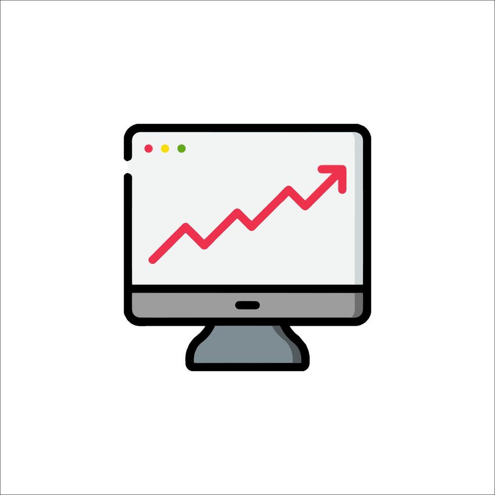 un computadora monitor con un hacia arriba grafico en eso vector