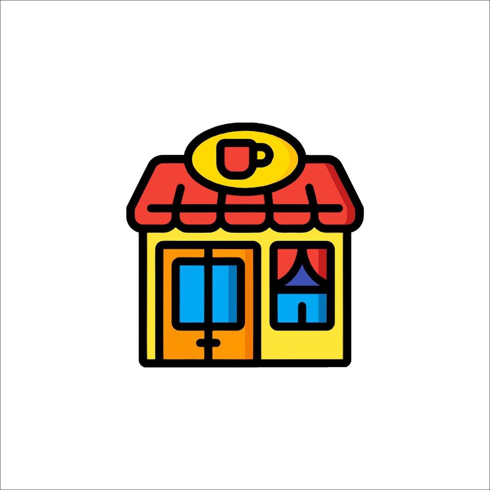 A coffee shop icon with a red roof vector