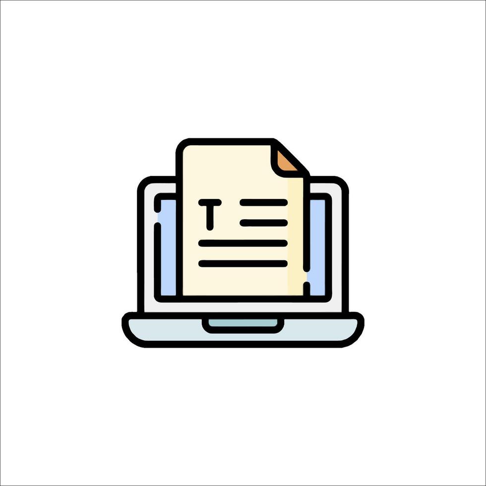 A laptop with a paper document icon vector