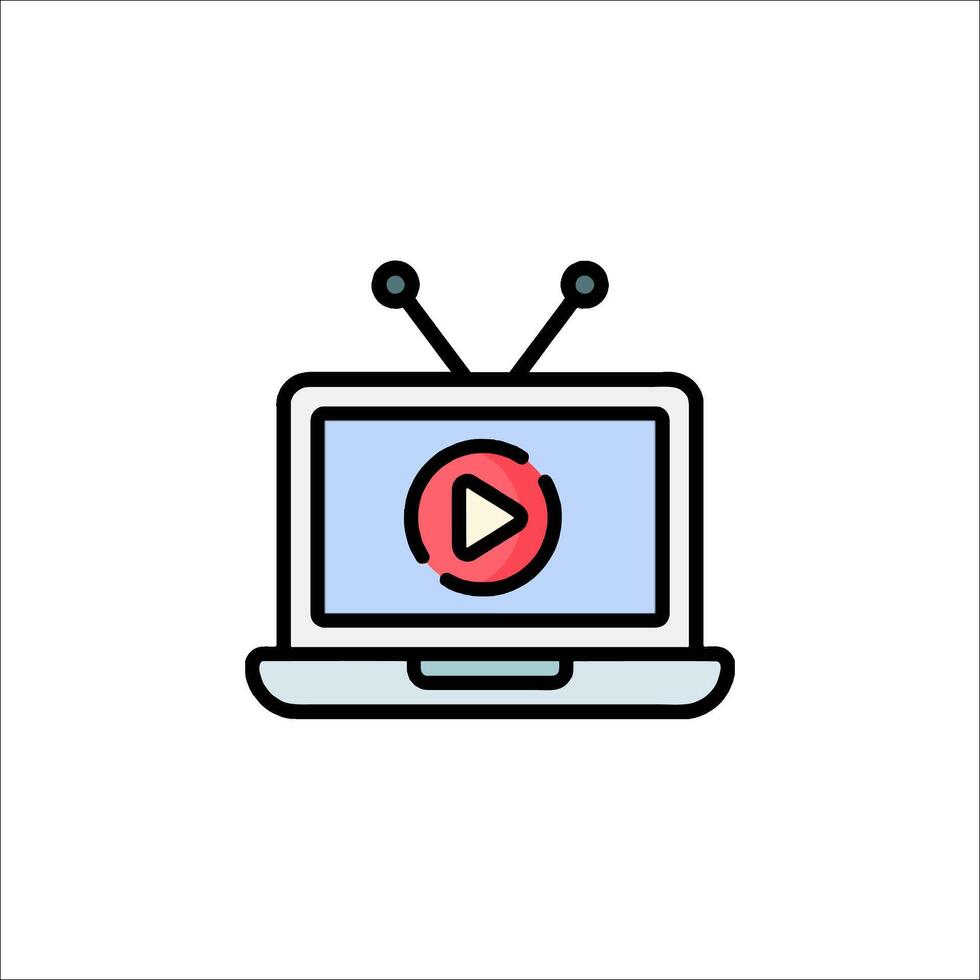A laptop with a player icon vector