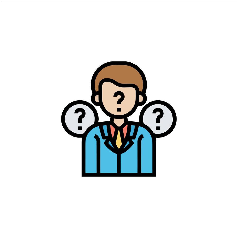 A man with question marks on his head vector