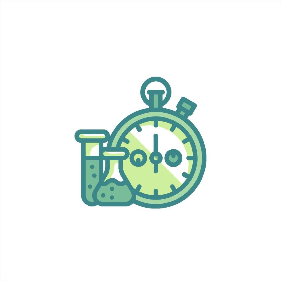 A stopwatch and two test tubes on a white background vector