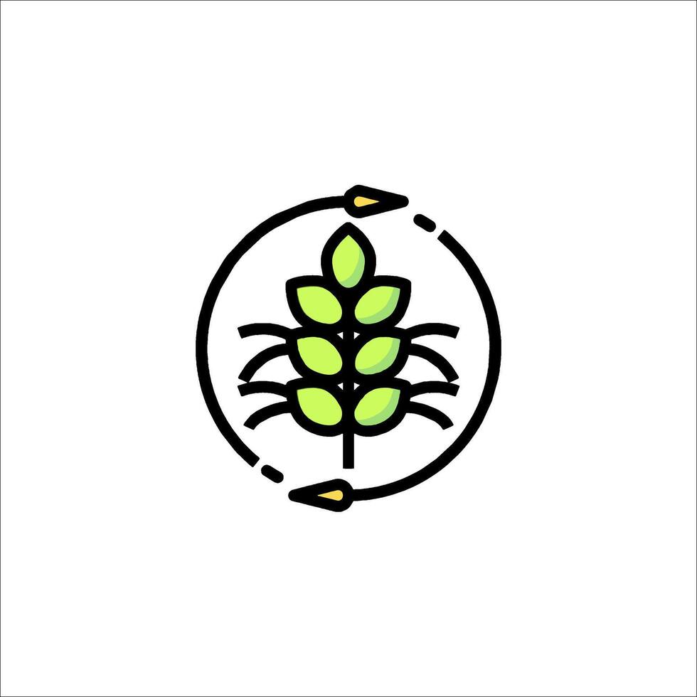 A green leafy plant in a circle with a arrow vector