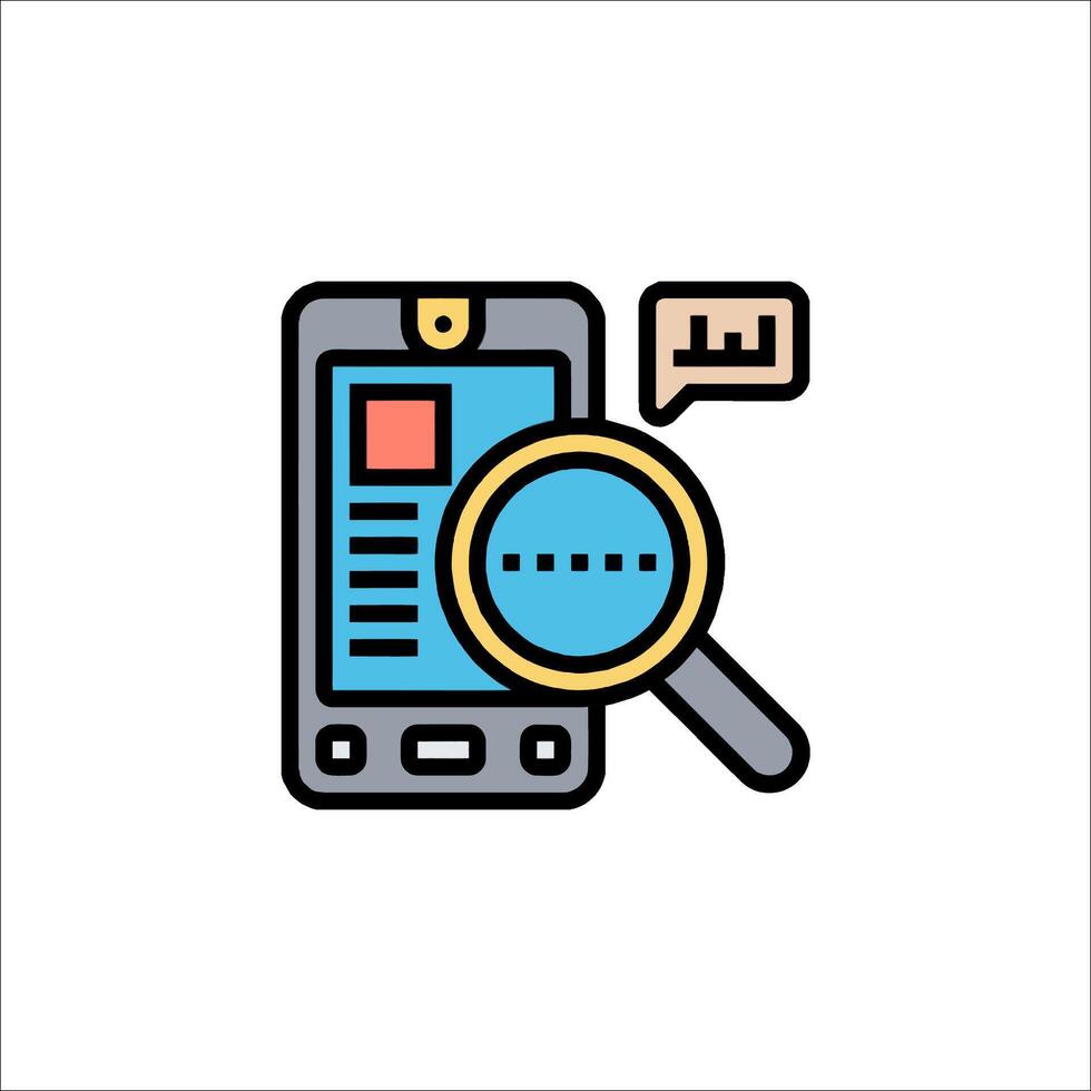 Mobile phone search icon illustration vector