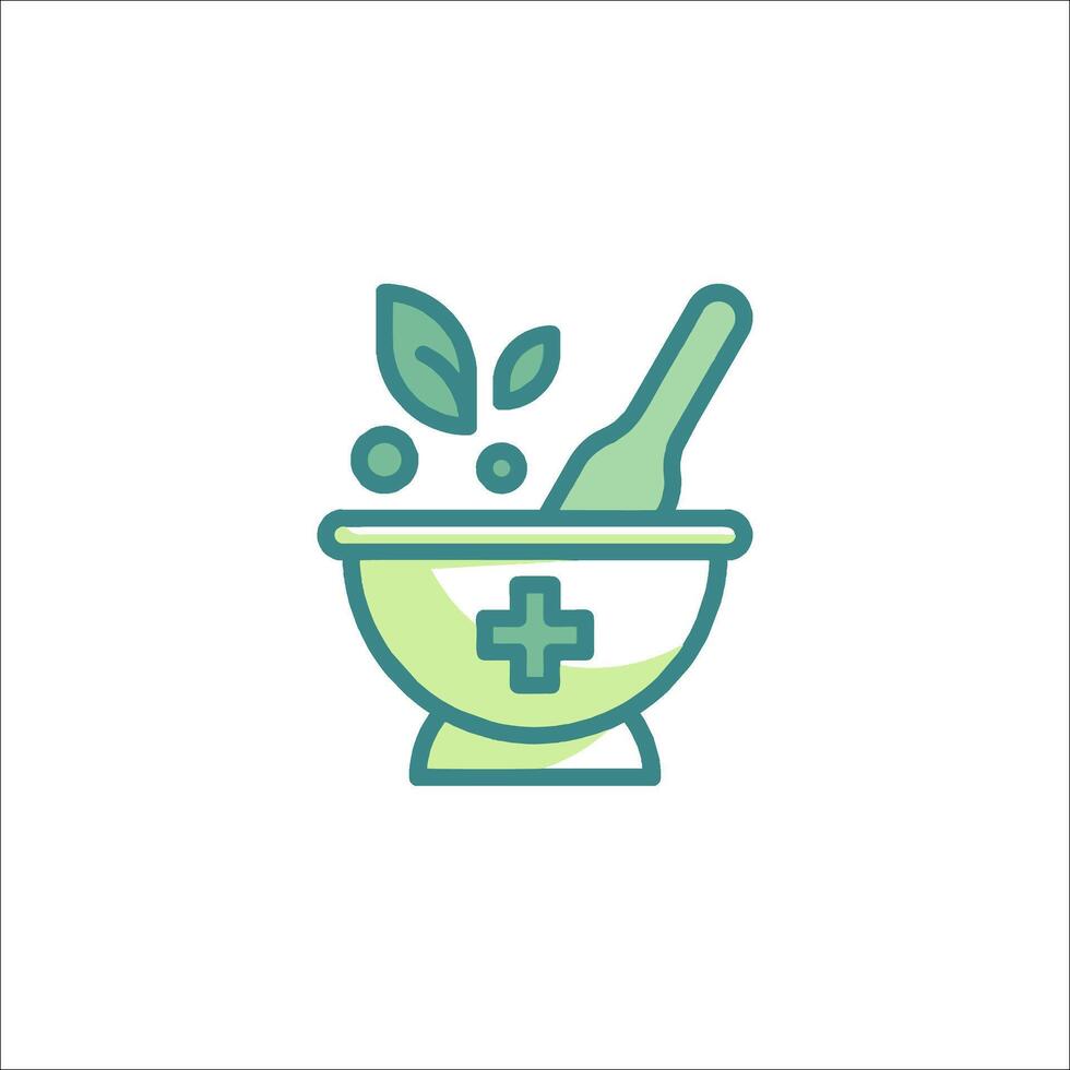 A green and white medical bowl with a cross on it vector