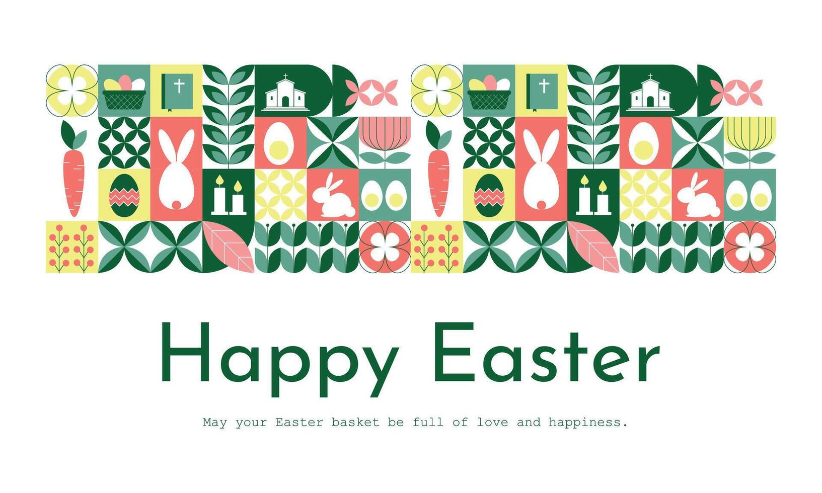 Mosaic Easter banner, poster, greeting card. Geometric Easter. vector