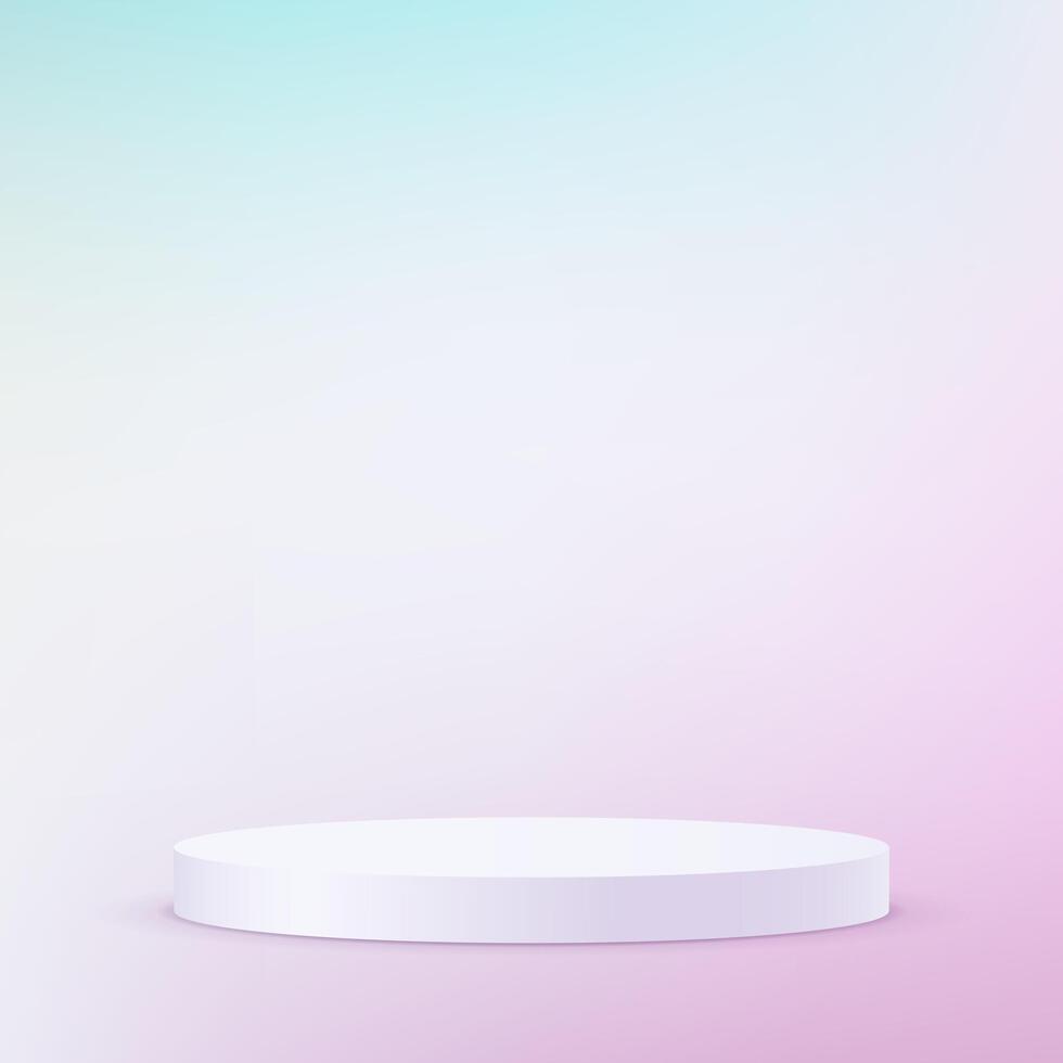 Pastel blue and pink background 3d with white podium. 3D abstract studio room with pedestal podium. Space for selling products on the website. illustration. vector