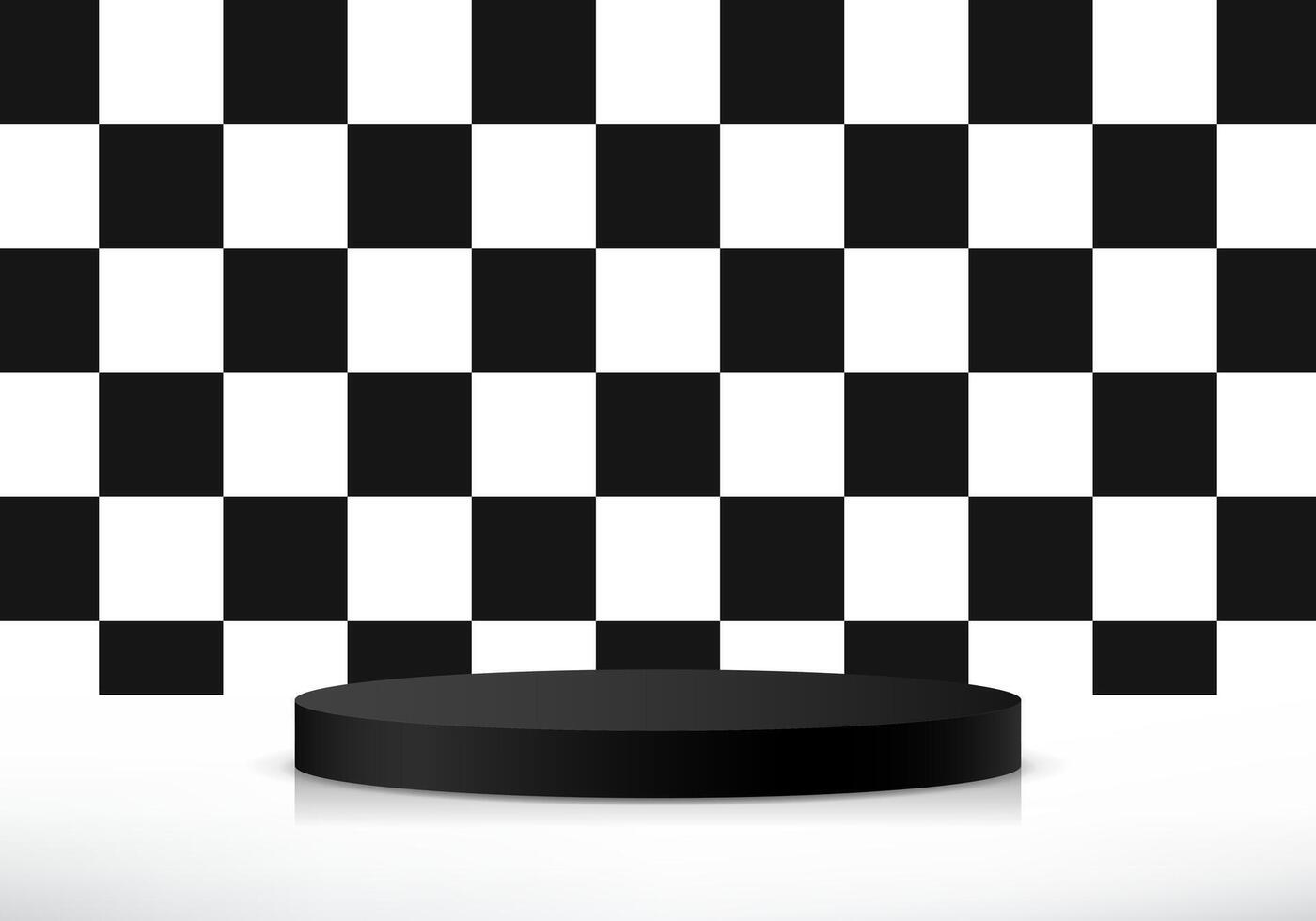 Black and white checkered background 3d with podium. Empty pink studio room background. Space for selling products on the website. illustration. vector