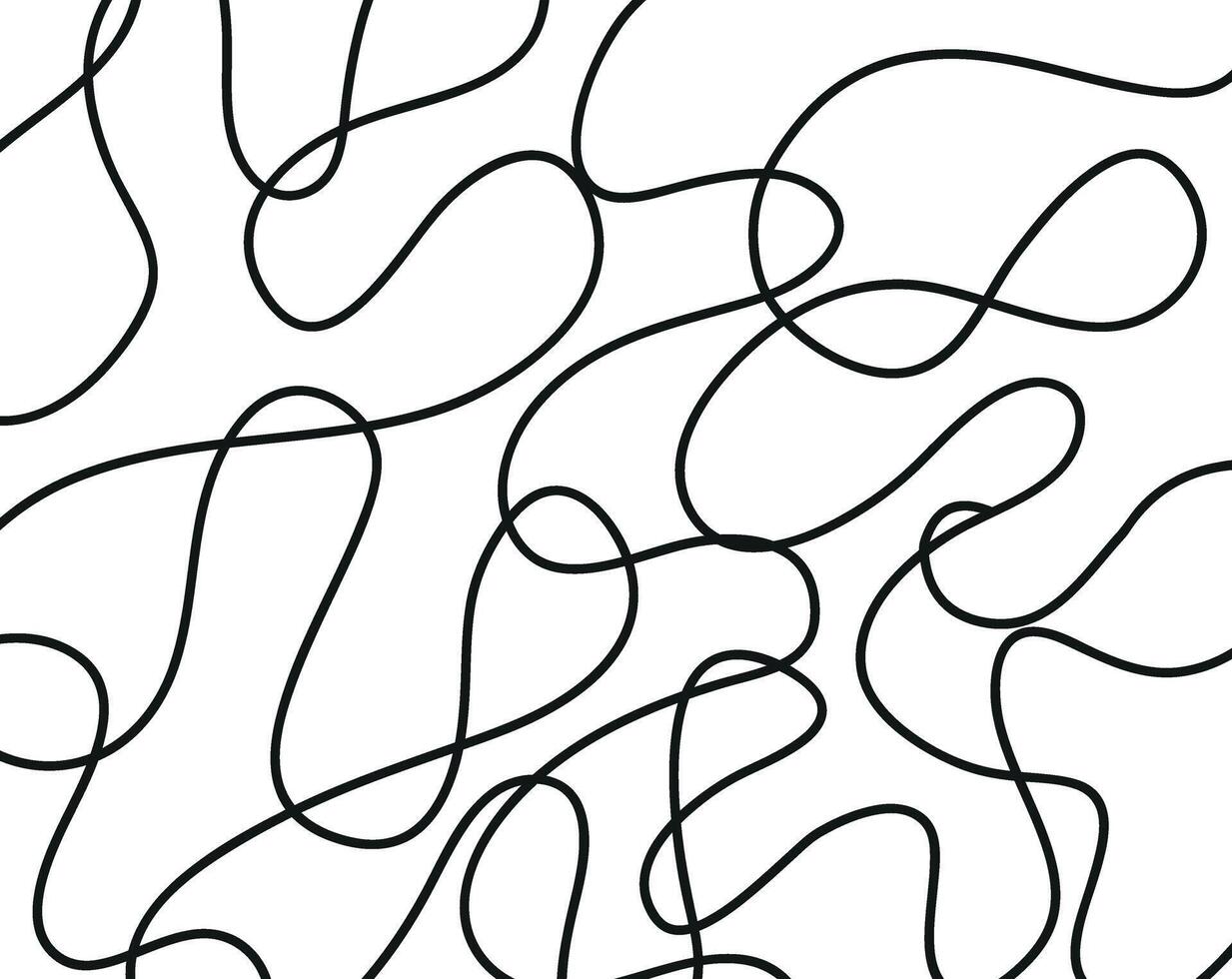 Abstract pattern of twisted black lines on a white background. vector