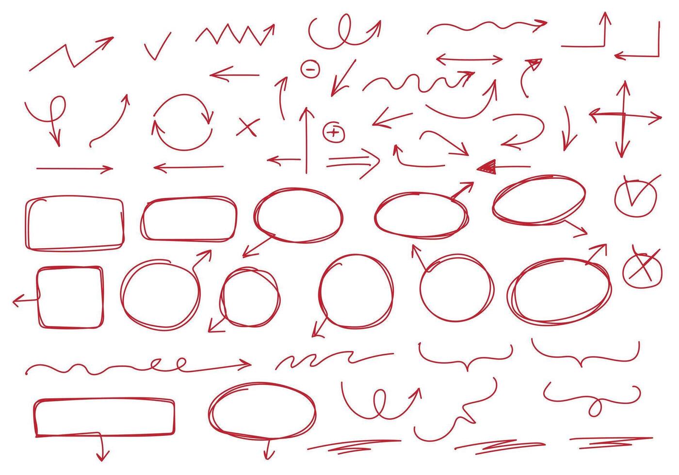 Hand drawn arrows set. Hand drawn doodle arrows. vector