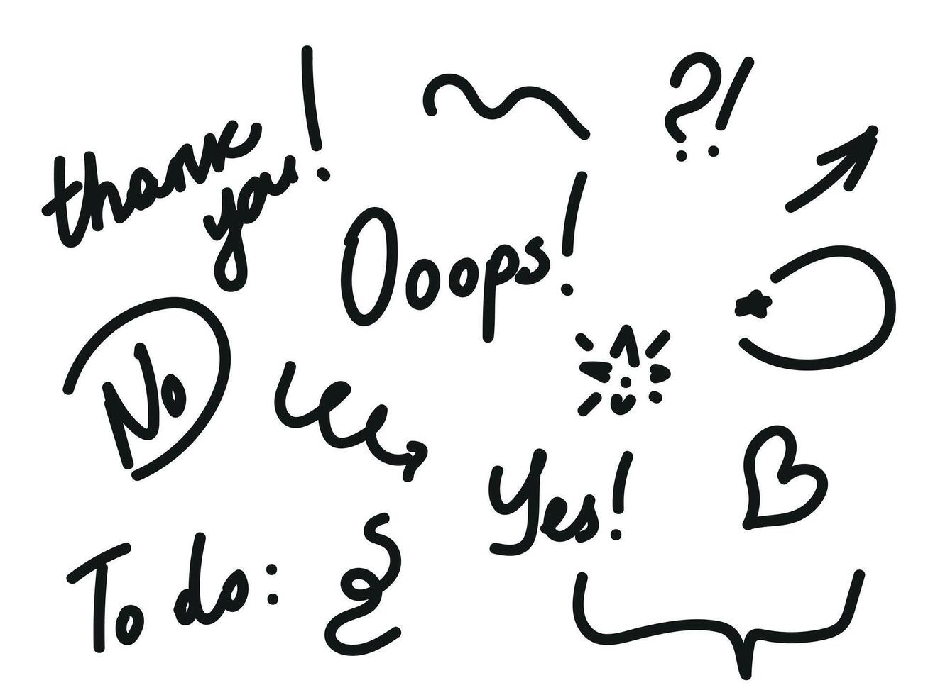 Bold brush Hand drawn doodle style collection vector