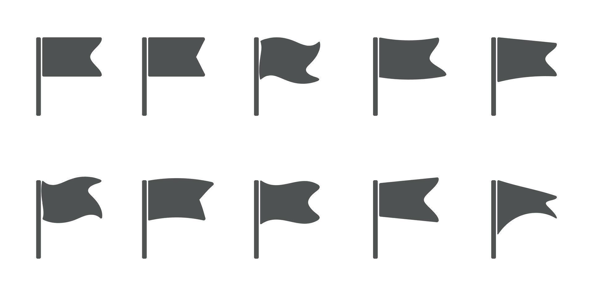 Flag icon. Set of black flag icons. illustration. Flag icon collection in flat design. vector